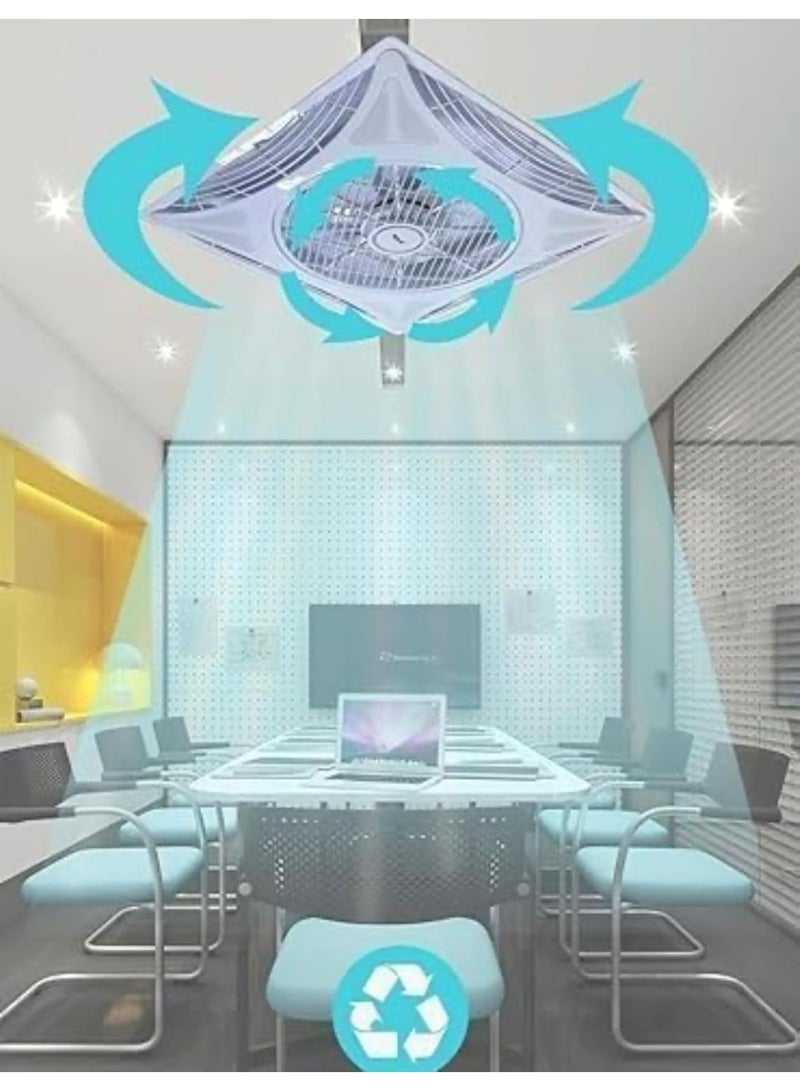 ALMIFTAH Remote Control Ceiling Fan 60×60 cm | Modern Drop Grid Flush Mount Ceiling Fan with Air Ventilation | Low Profile Smart Fan for Home & Office - Image 3